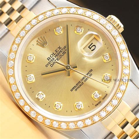 rolex perpetual 18 k gold and diamant|rolex yellow gold watch.